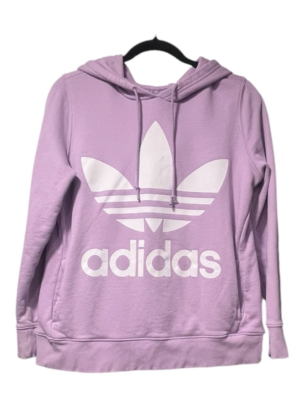 adidas Lavender Trefoil Hoodie Pullover Logo Sweatshirt Relaxed Fit